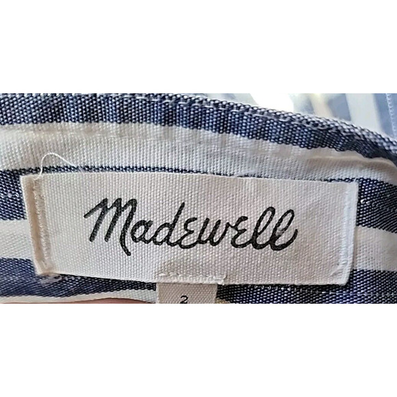 Madewell Shimmer Stripe Cutout tie bust Button Skirt Midi Dress NWOT $110 size 2 - Picture 7 of 9